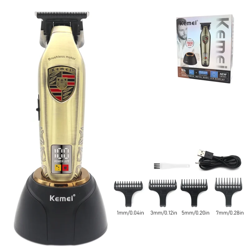 Kemei KM-2236 Brushless Motor Men's Hair Clipper DLC Full Metal Seat Charger Professional Hair Trimmer Machine Finishing Machine - Image 9