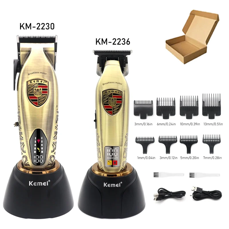 Kemei KM-2236 Brushless Motor Men's Hair Clipper DLC Full Metal Seat Charger Professional Hair Trimmer Machine Finishing Machine - Image 7